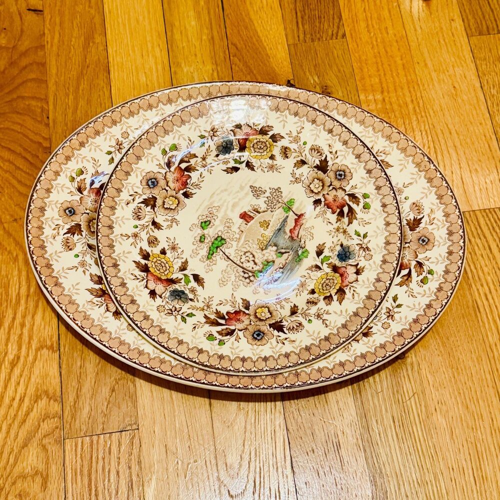 Ridgway Woodland Serving Platters 13" and salad plate 10”  England Vintage